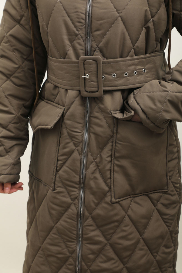 Kemerli Şişme Mont Haki - 6