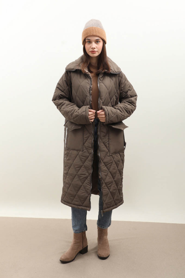 Kemerli Şişme Mont Koyu Vizon - 2