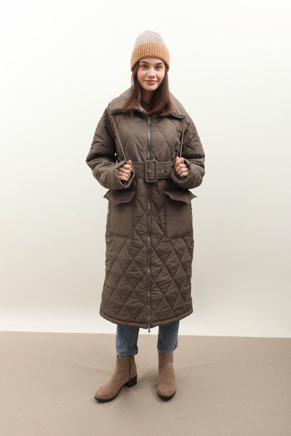 Kemerli Şişme Mont Koyu Vizon - 4