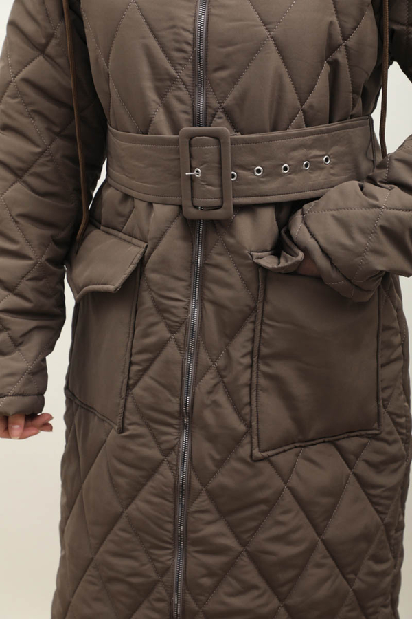 Kemerli Şişme Mont Koyu Vizon - 6