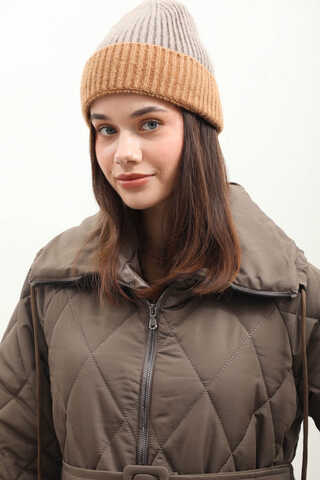 Kemerli Şişme Mont Koyu Vizon - 7