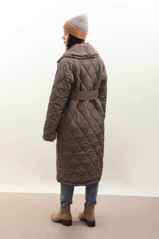 Kemerli Şişme Mont Koyu Vizon - 8