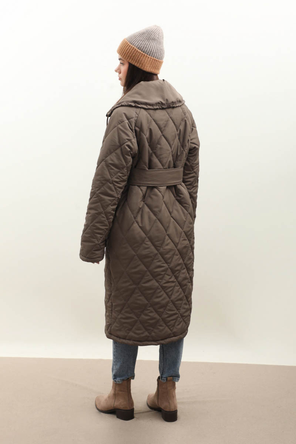 Kemerli Şişme Mont Koyu Vizon - 8