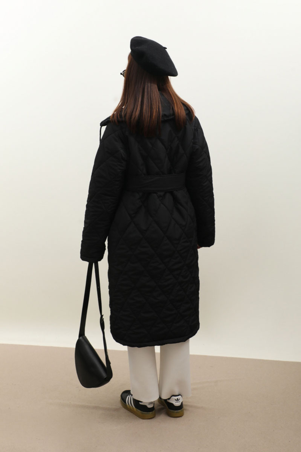 Kemerli Şişme Mont Siyah - 10