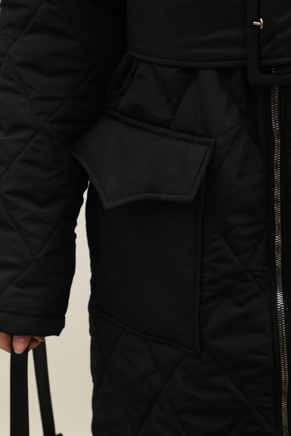 Kemerli Şişme Mont Siyah - 8