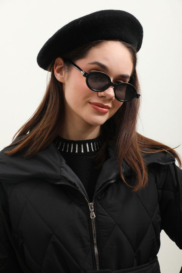 Kemerli Şişme Mont Siyah - 9