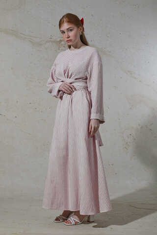 Bağlamalı Müslin Etek Takım Bordo - 3