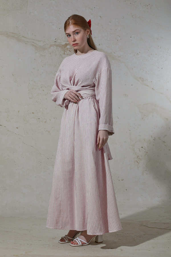 Bağlamalı Müslin Etek Takım Bordo - 3