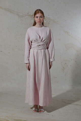 Bağlamalı Müslin Etek Takım Bordo - 5