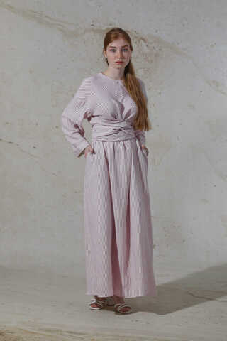 Bağlamalı Müslin Etek Takım Bordo - 1