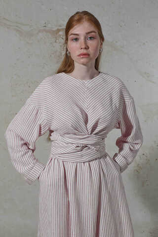 Bağlamalı Müslin Etek Takım Bordo - 4