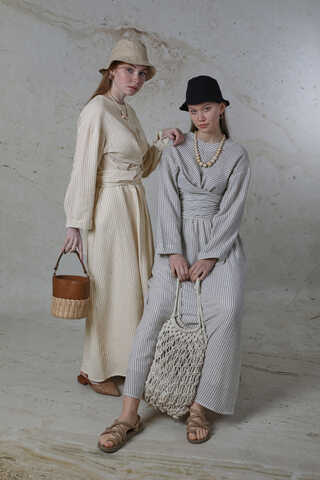 Bağlamalı Müslin Etek Takım Camel - 2