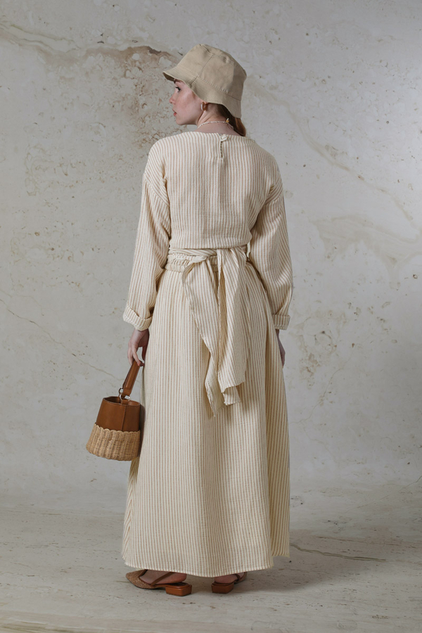 Bağlamalı Müslin Etek Takım Camel - 6