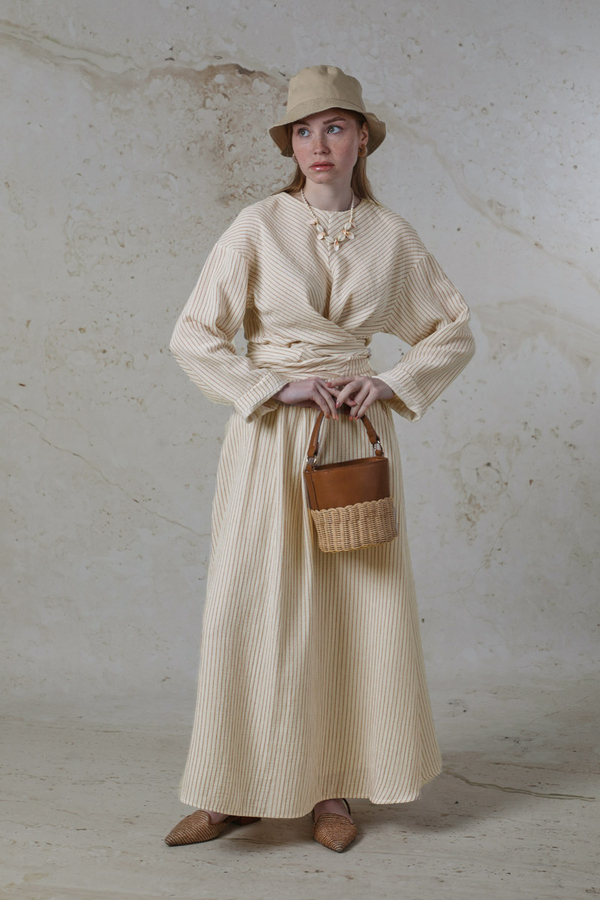 Bağlamalı Müslin Etek Takım Camel - 4