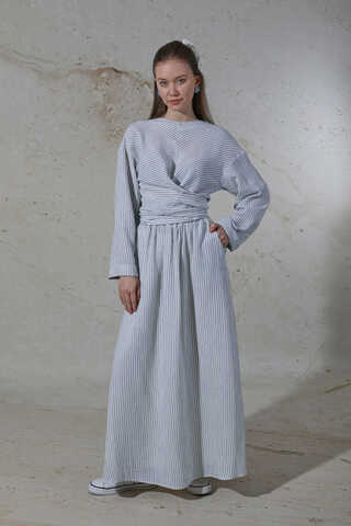 Bağlamalı Müslin Etek Takım Mavi - 1