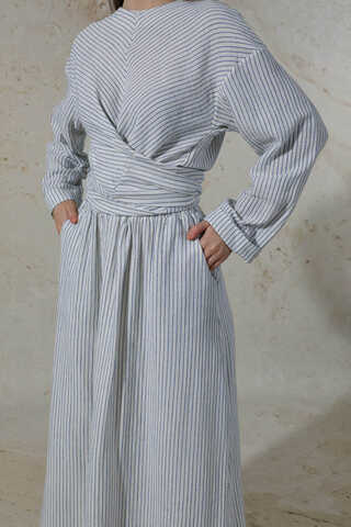 Bağlamalı Müslin Etek Takım Mavi - 4