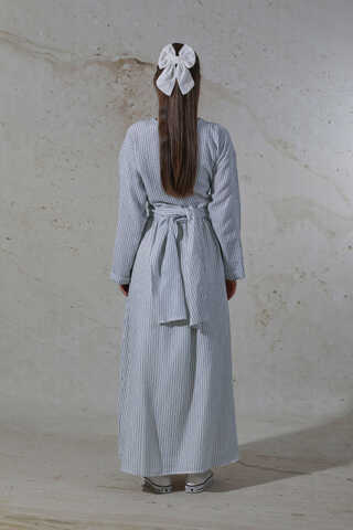 Bağlamalı Müslin Etek Takım Mavi - 6