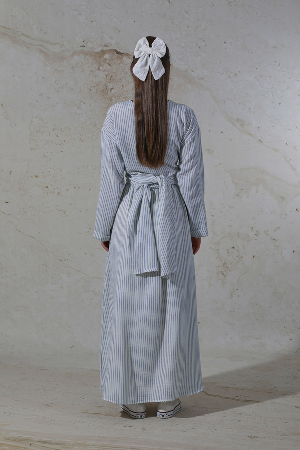 Bağlamalı Müslin Etek Takım Mavi - 6