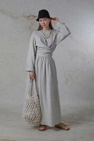 Bağlamalı Müslin Etek Takım Siyah - 3