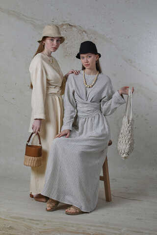 Bağlamalı Müslin Etek Takım Siyah - 1