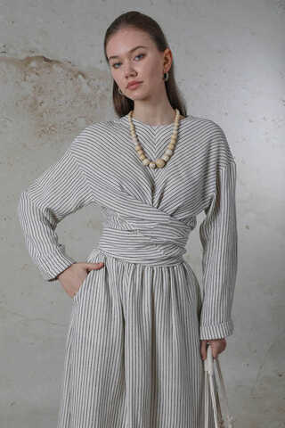 Bağlamalı Müslin Etek Takım Siyah - 2