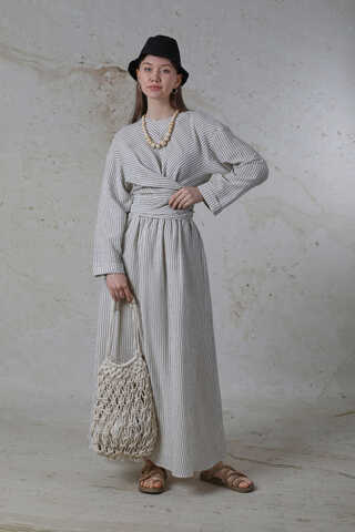 Bağlamalı Müslin Etek Takım Siyah - 5