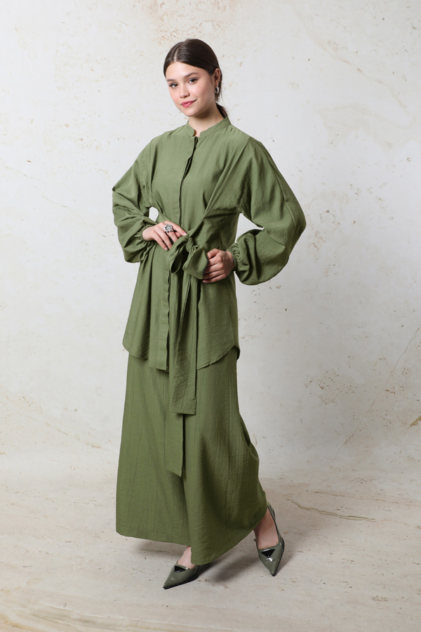 Kendinden Kemerli İkili Takım Haki - 3