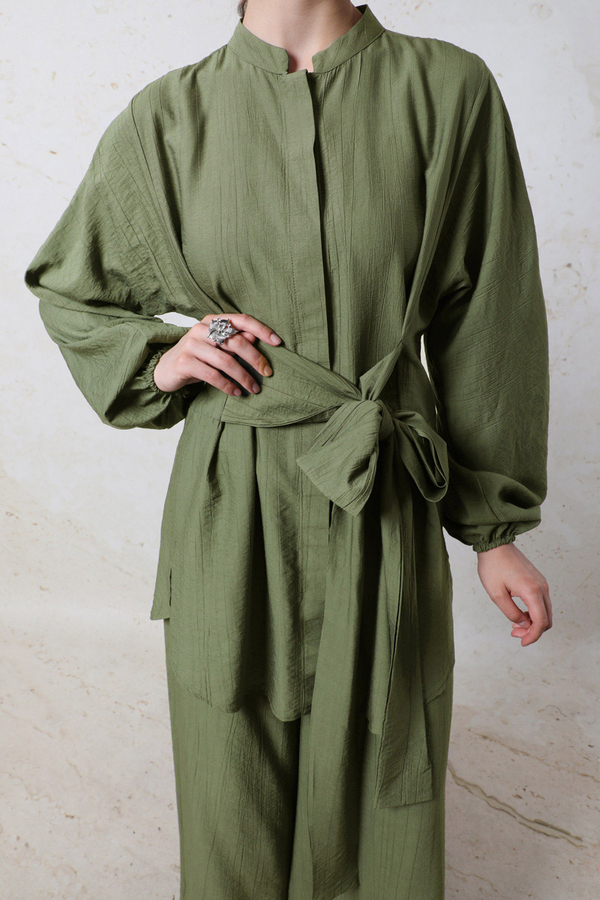 Kendinden Kemerli İkili Takım Haki - 4