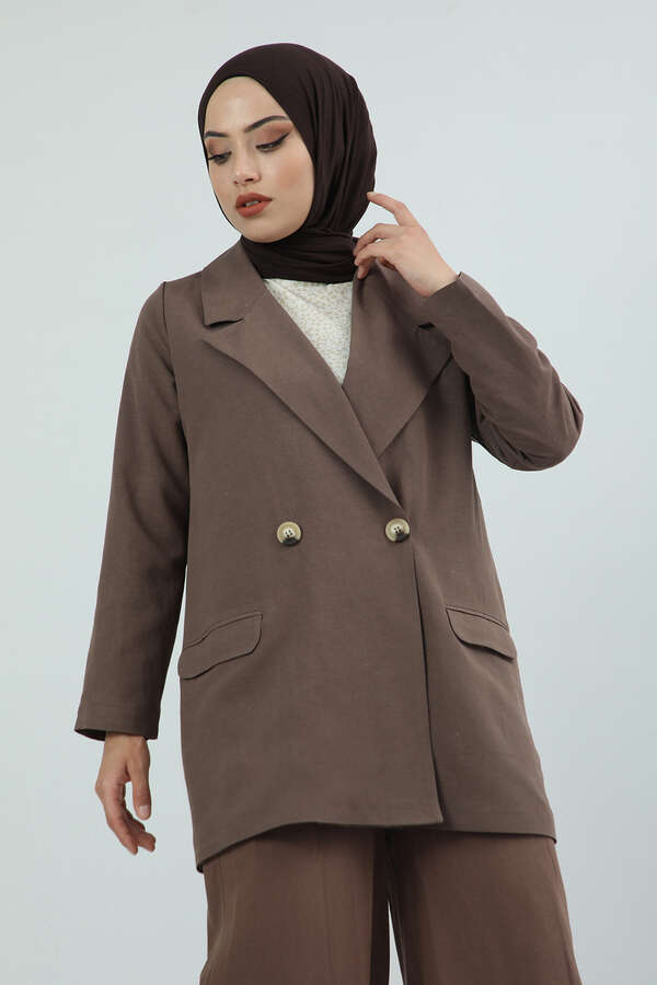 Keten Ceket Takım Kahve - 2
