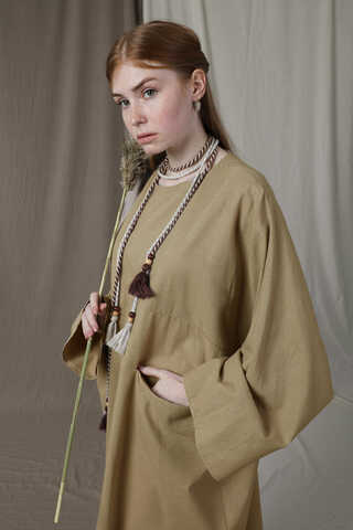 Salaş Keten Elbise Camel - 2