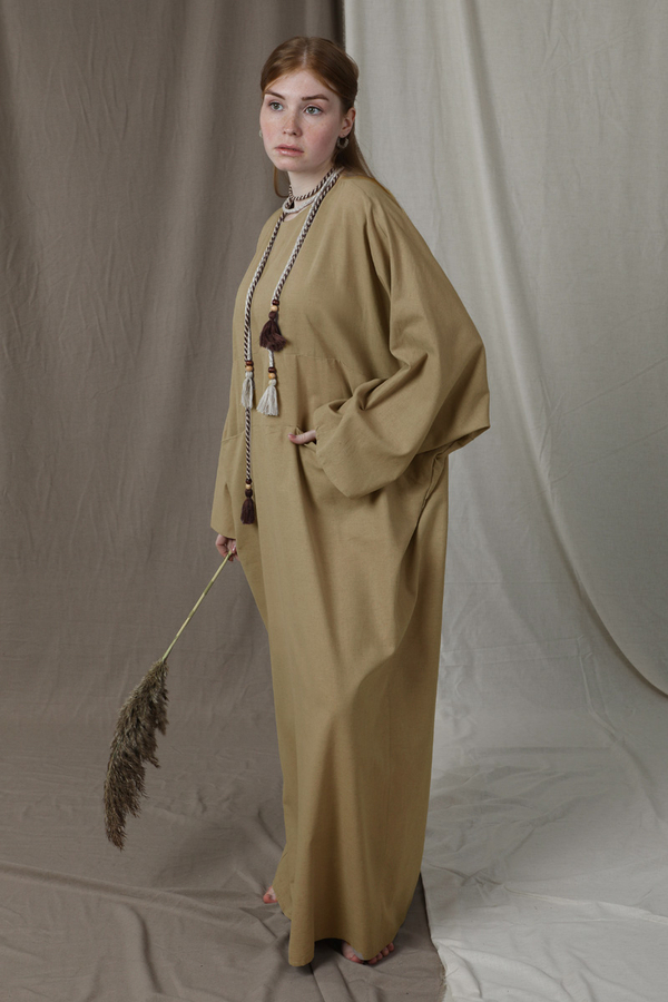 Salaş Keten Elbise Camel - 1