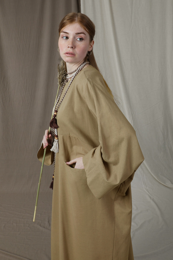 Salaş Keten Elbise Camel - 4