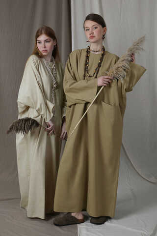 Salaş Keten Elbise Haki - 2