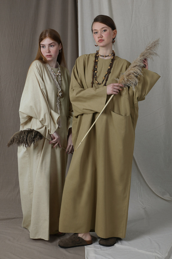 Salaş Keten Elbise Haki - 2