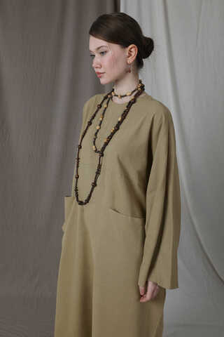 Salaş Keten  Elbise Haki - 5