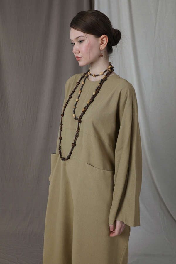 Salaş Keten  Elbise Haki - 5