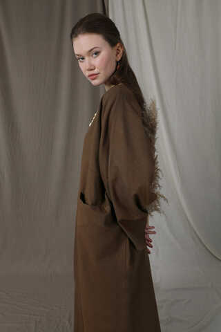 Salaş Keten Elbise Kahverengi - 4