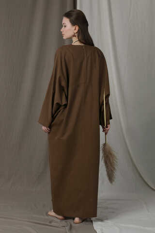 Salaş Keten Elbise Kahverengi - 5