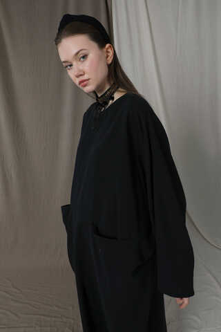 Salaş Keten Elbise Siyah - 2