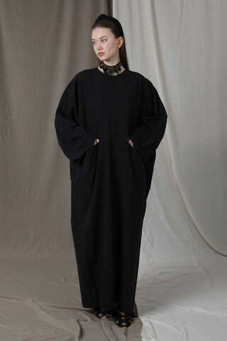 Salaş Keten Elbise Siyah - 5