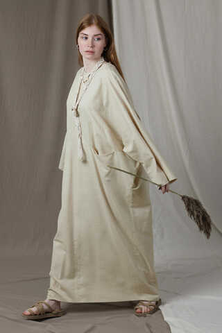 Salaş Keten Elbise Taş - 1