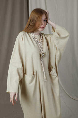 Salaş Keten Elbise Taş - 4