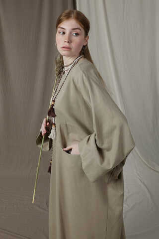 Salaş Keten Elbise Vizon - 4