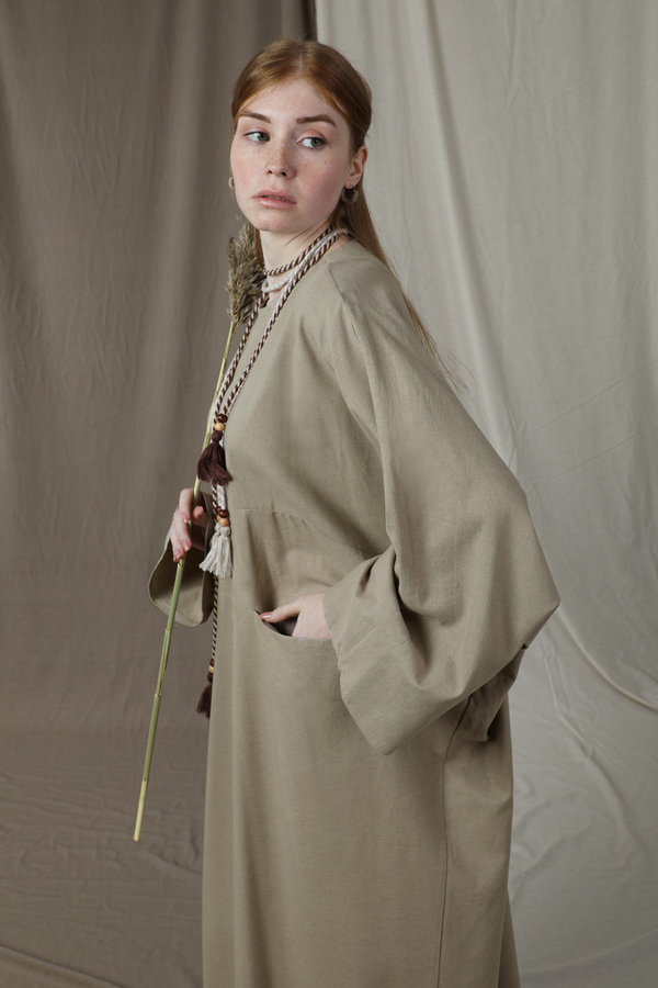 Salaş Keten Elbise Vizon - 4