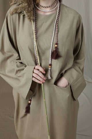 Salaş Keten Elbise Vizon - 5