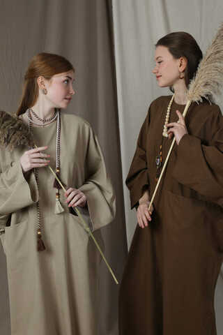 Salaş Keten Elbise Vizon - 2