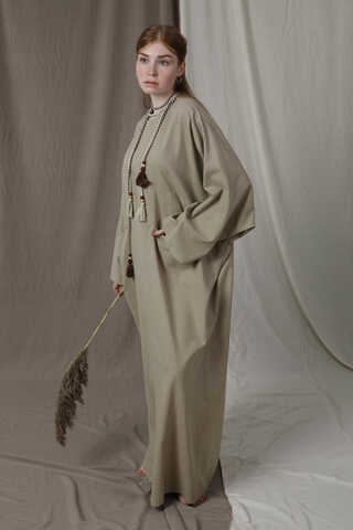 Salaş Keten Elbise Vizon - 3