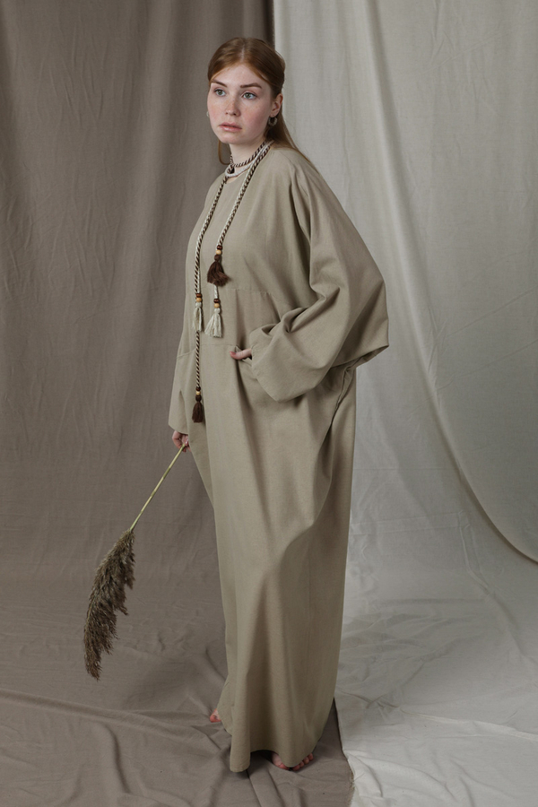 Salaş Keten Elbise Vizon - 3