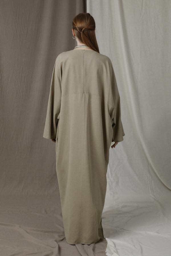 Salaş Keten Elbise Vizon - 6