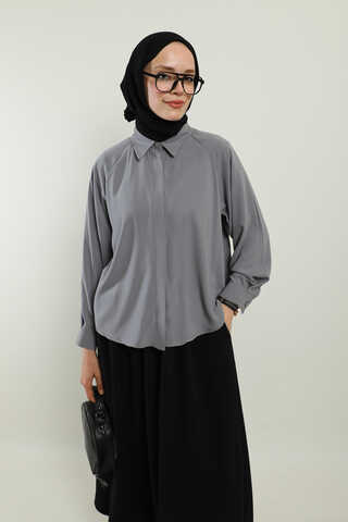 Kısa Gömlek Gri - 4